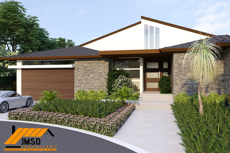 3D Exterior Home Rendering with Custom Landscape Design Jacksonville Florida