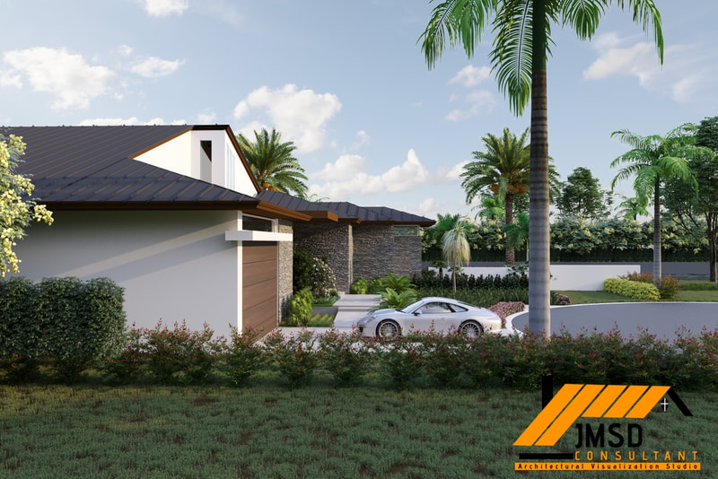 3D Home Exterior Rendering with Custom Landscape Design Jacksonville Florida