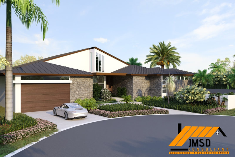 3D Home Rendering with Custom Landscape Design Jacksonville Florida
