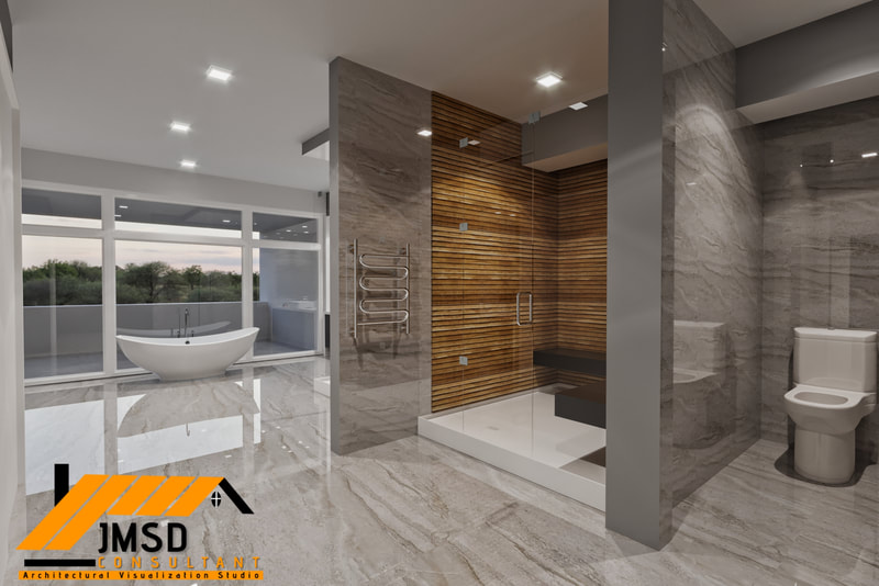 3D Rendering Bathroom Interior Design Visualization in Palm Beach Florida